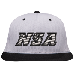Pacific Headwear NSA Flag Series Silver Black Flex Fit Hat: ES342-SLBK