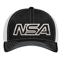 Pacific Headwear NSA Outline Series Black Flex Fit Hat: 404M-BKWH