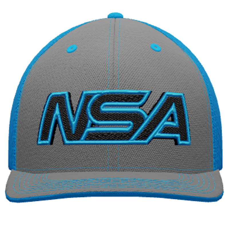 Pacific Headwear NSA Outline Series Neon Blue Flex Fit Hat: 404M-NBGR 3 Pacific Headwear NSA Outline Series Neon Blue Flex Fit Hat: 404M-NBGR