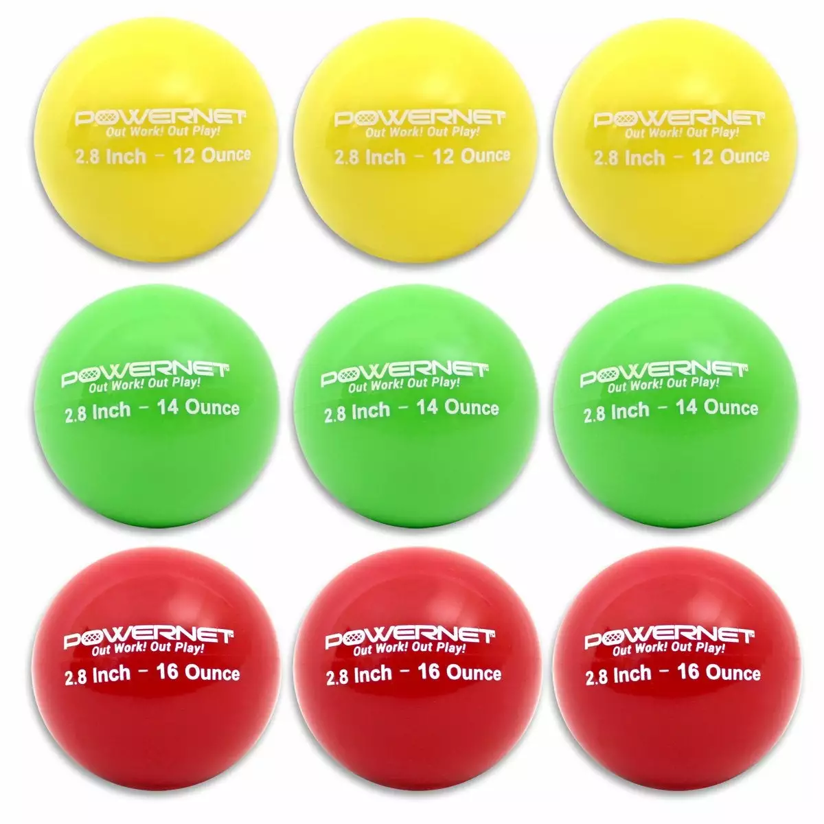 PowerNet 2.8" Weighted Hitting and Batting Progressive Training Balls (9 Pack): 1004-123 3 PowerNet 2.8" Weighted Hitting and Batting Progressive Training Balls (9 Pack): 1004-123