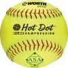 Worth ASA Hot Dot 12" 52/300 Composite Slowpitch Softballs: AHD12CY