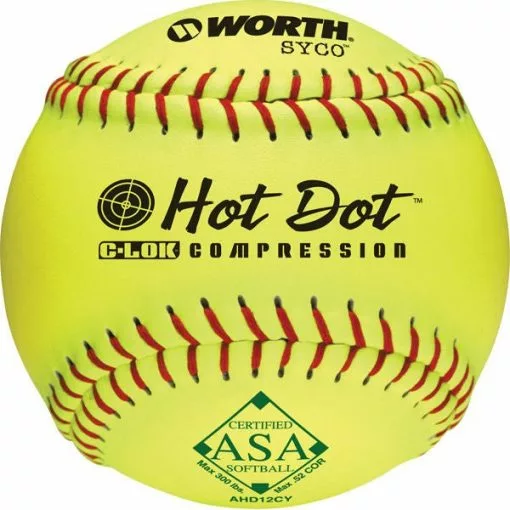 Worth ASA Hot Dot 12" 52/300 Composite Slowpitch Softballs: AHD12CY -Deals BaseBallBat Store AHD12CY 1 X L