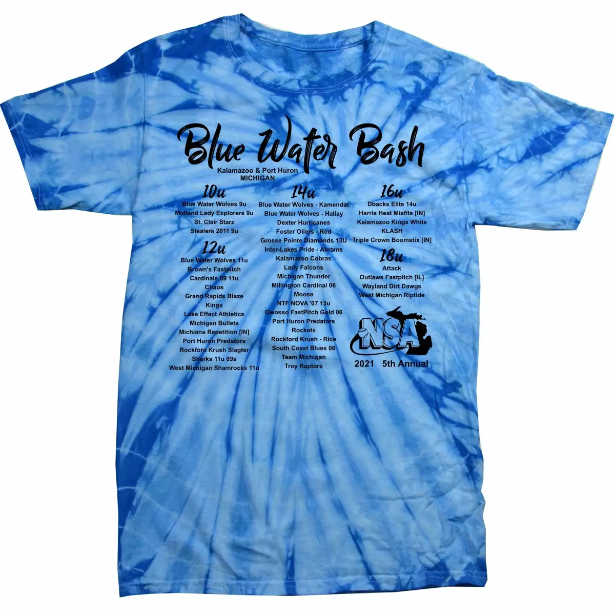 DSG Apparel 2021 NSA Blue Water Bash Fastpitch Tournament T-Shirt 4 DSG Apparel 2021 NSA Blue Water Bash Fastpitch Tournament T-Shirt - Image 2