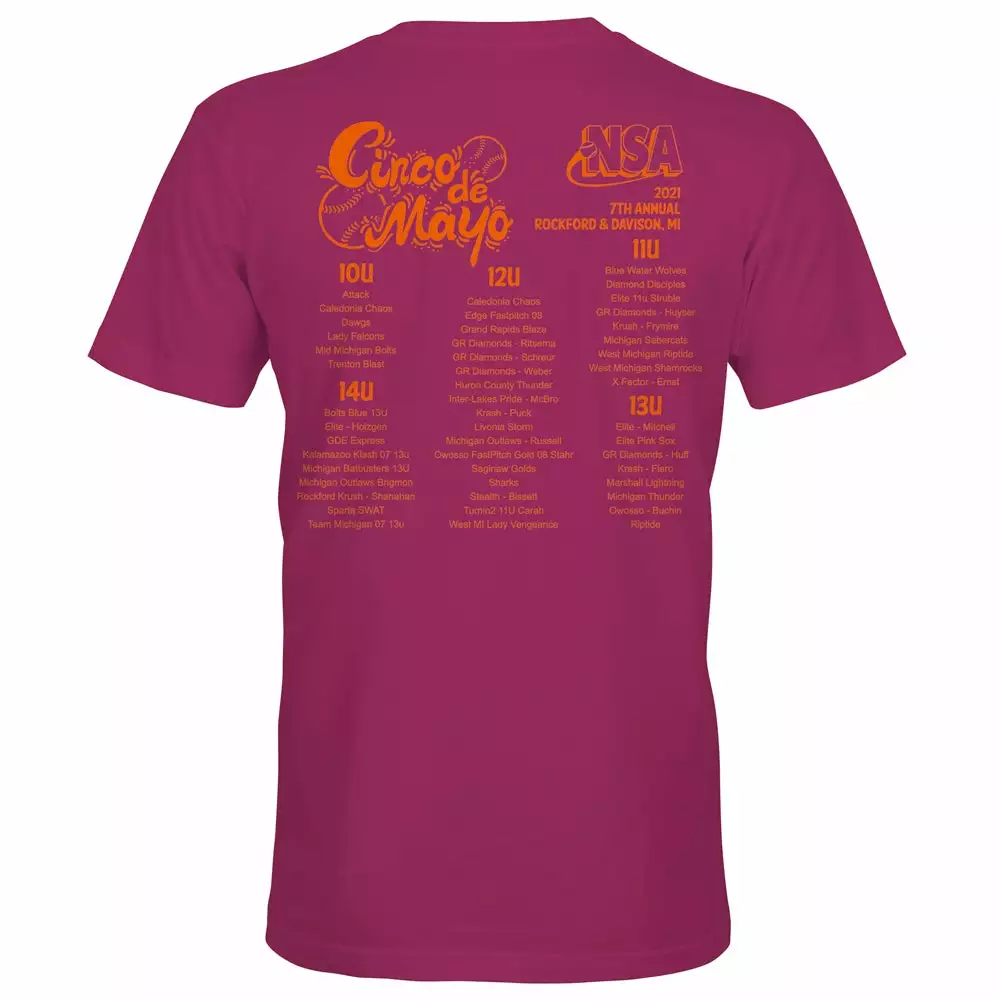 DSG Apparel 2021 NSA Cinco De Mayo Slugfest Fastpitch Tournament T-Shirt 4 DSG Apparel 2021 NSA Cinco De Mayo Slugfest Fastpitch Tournament T-Shirt - Image 2