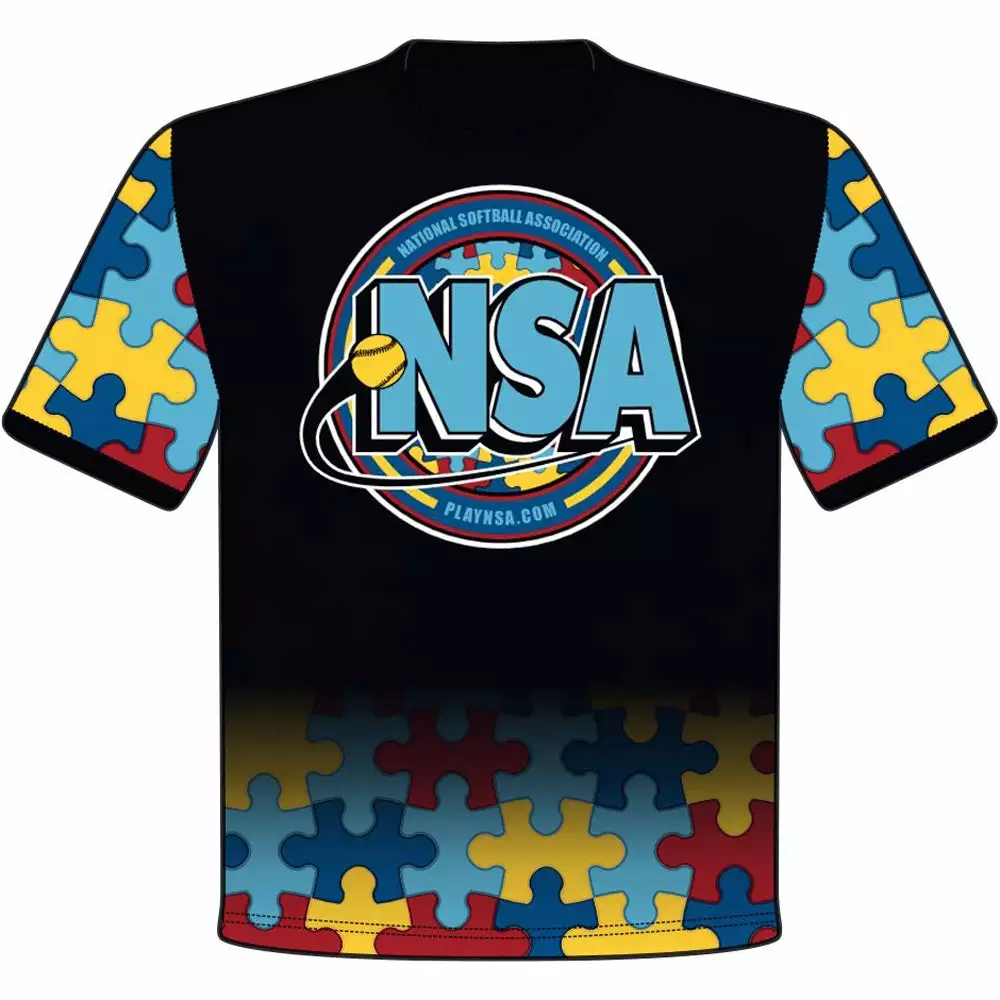 DSG Apparel National Softball Association NSA Autism Awareness Sublimated Short Sleeve Shirt 3 DSG Apparel National Softball Association NSA Autism Awareness Sublimated Short Sleeve Shirt