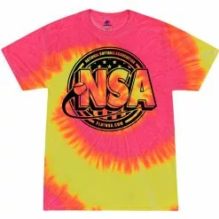 DSG Apparel National Softball Association NSA Crest Tie Dye Short Sleeve Shirt -Deals BaseBallBat Store NSAFLAGLOGO1COLORTIEDYEFLUORESCENTSWIRL