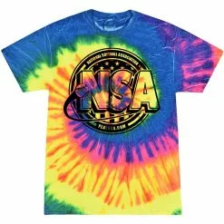 DSG Apparel National Softball Association NSA Crest Tie Dye Short Sleeve Shirt -Deals BaseBallBat Store NSAFLAGLOGO1COLORTIEDYEneonrainbow