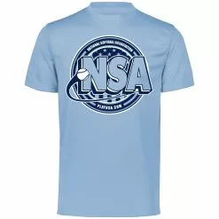 DSG Apparel National Softball Association NSA Dry Fit Light Blue Short Sleeve Shirt