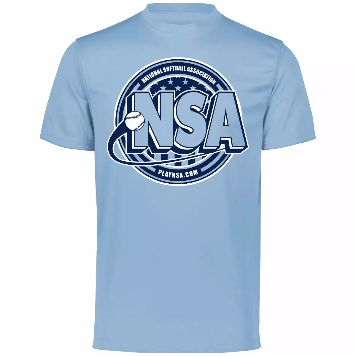 DSG Apparel National Softball Association NSA Dry Fit Light Blue Short Sleeve Shirt 2 DSG Apparel National Softball Association NSA Dry Fit Light Blue Short Sleeve Shirt
