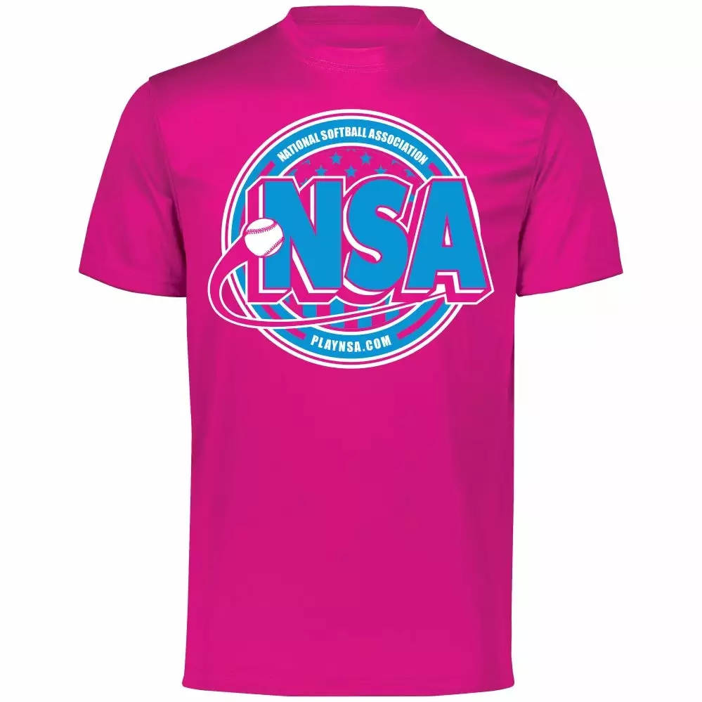 DSG Apparel National Softball Association NSA Dry Fit Hot Pink Short Sleeve Shirt 3 DSG Apparel National Softball Association NSA Dry Fit Hot Pink Short Sleeve Shirt
