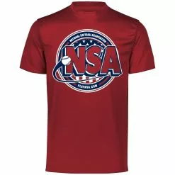 DSG Apparel National Softball Association NSA Dry Fit Cardinal Short Sleeve Shirt
