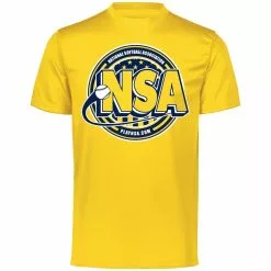 DSG Apparel National Softball Association NSA Dry Fit Gold Short Sleeve Shirt