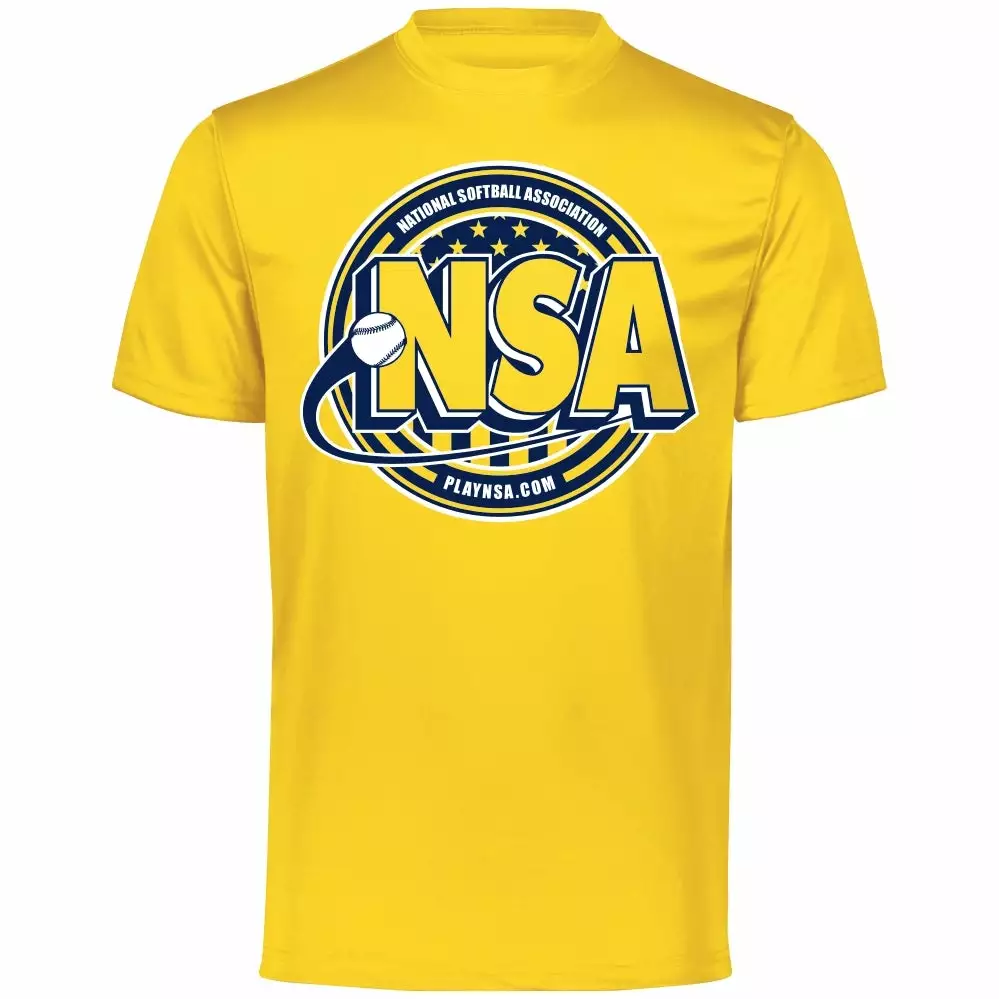 DSG Apparel National Softball Association NSA Dry Fit Gold Short Sleeve Shirt 3 DSG Apparel National Softball Association NSA Dry Fit Gold Short Sleeve Shirt