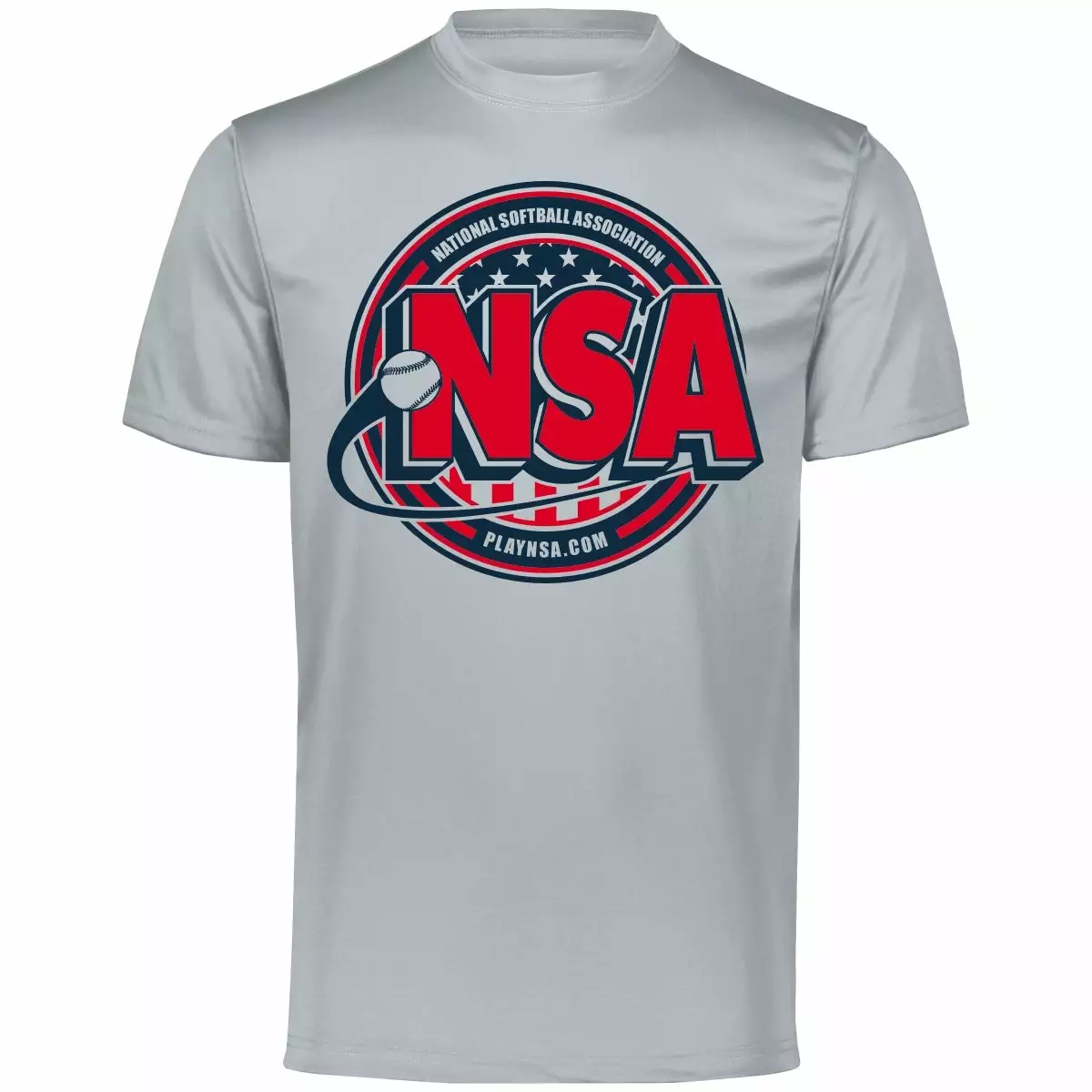 DSG Apparel National Softball Association NSA Dry Fit Silver Short Sleeve Shirt 3 DSG Apparel National Softball Association NSA Dry Fit Silver Short Sleeve Shirt