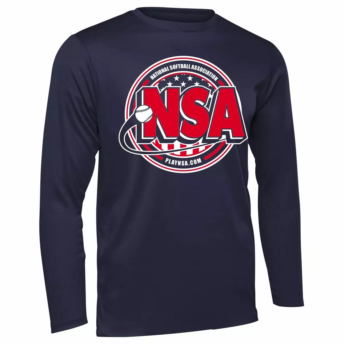 DSG Apparel National Softball Association NSA Dry Fit Navy Long Sleeve Shirt 3 DSG Apparel National Softball Association NSA Dry Fit Navy Long Sleeve Shirt