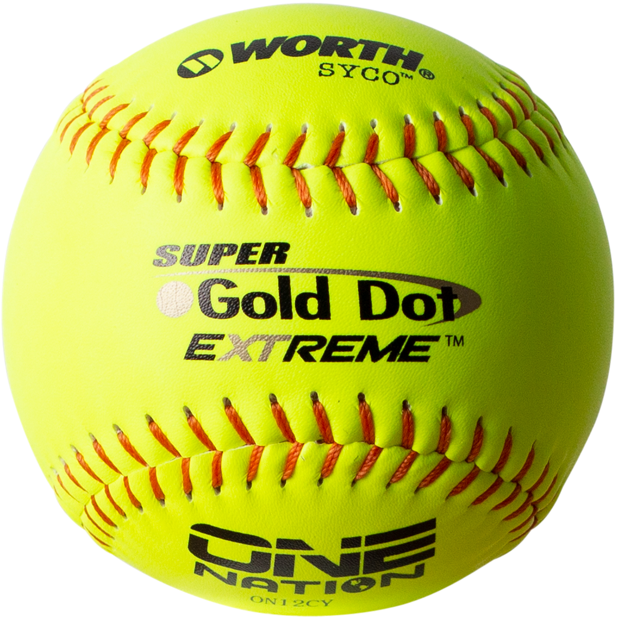 Worth One Nation Super Gold Dot Extreme 12" 44/400 Composite Slowpitch Softballs: ON12CY 3 Worth One Nation Super Gold Dot Extreme 12" 44/400 Composite Slowpitch Softballs: ON12CY