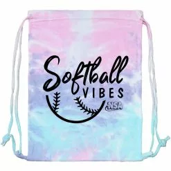 DSG Apparel National Softball Association NSA Softball Vibes Tie Dye Drawstring Bag -Deals BaseBallBat Store SOFTBALLVIBESTDBAGCURVEScottoncandy