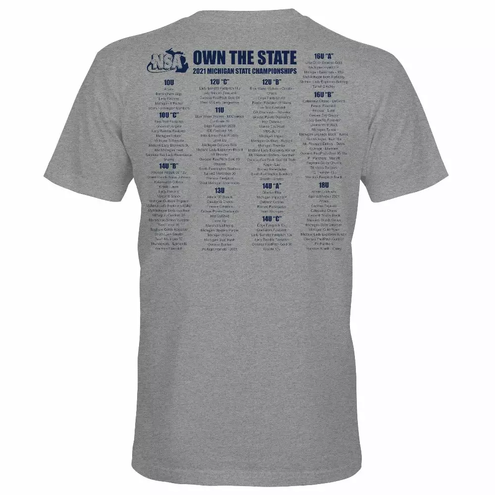 DSG Apparel 2021 NSA Michigan State Championships Fastpitch Tournament T-Shirt 5 DSG Apparel 2021 NSA Michigan State Championships Fastpitch Tournament T-Shirt - Image 4