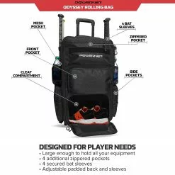 PowerNet Odyssey Rolling Gear Bag (Backpack): B014-BK -Deals BaseBallBat Store b0142
